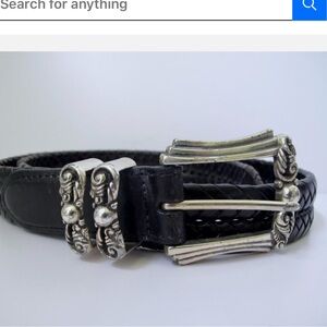 Brighton Women’s Dk Brown Braid Leather Belt w Ornate Silver Buckle Med.